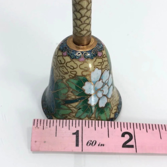 Vintage Small Floral Motif Cloisonne Bell - Picture 9 of 10